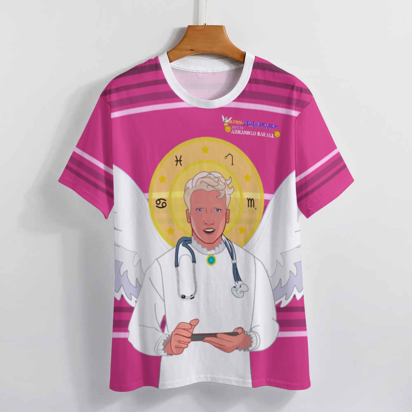 Women´s T-shirt GLOBAL FREEDOM UNITED© Archangel Rafael Croatia Pink2