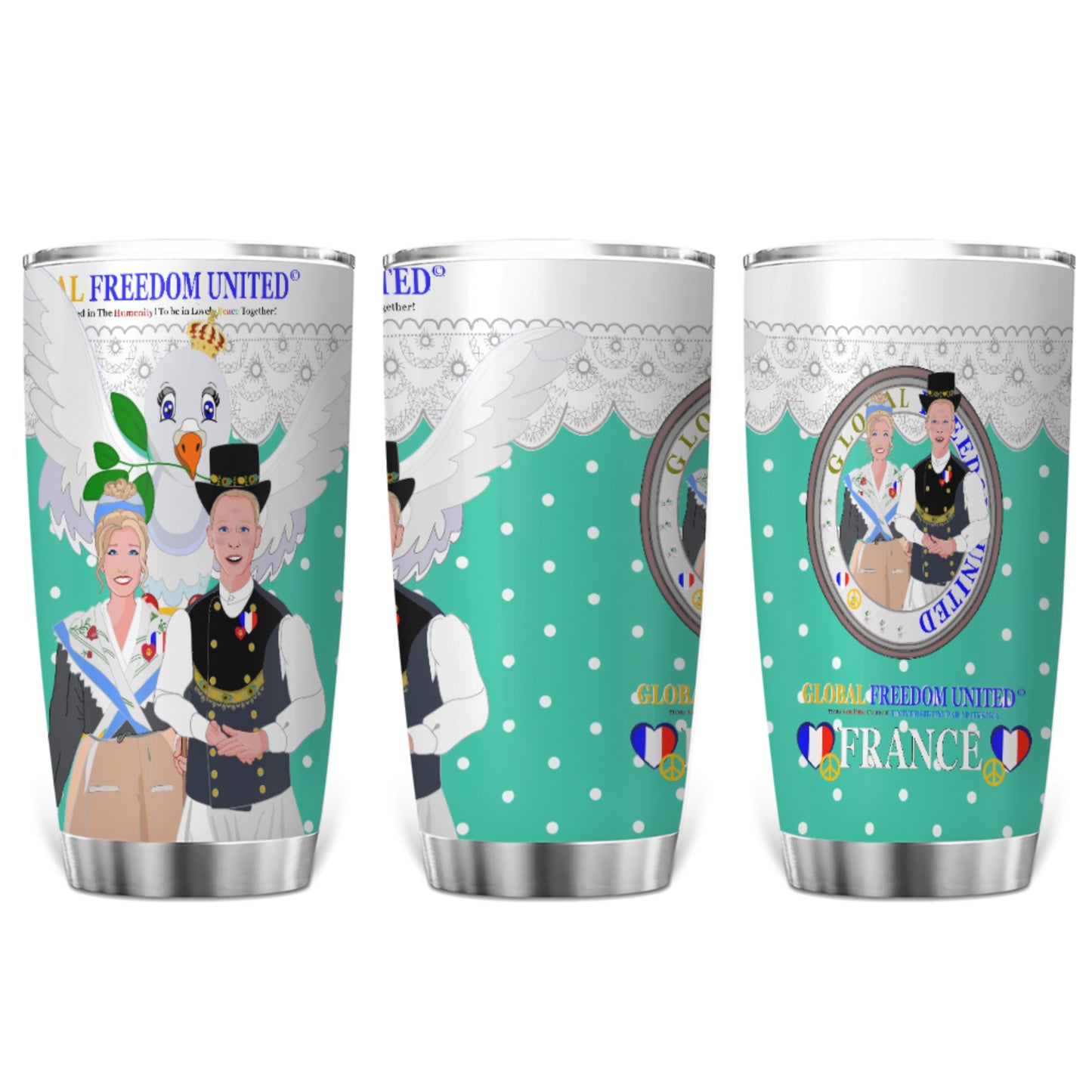 Tumbler GLOBAL FREEDOM UNITED© Couple French Green