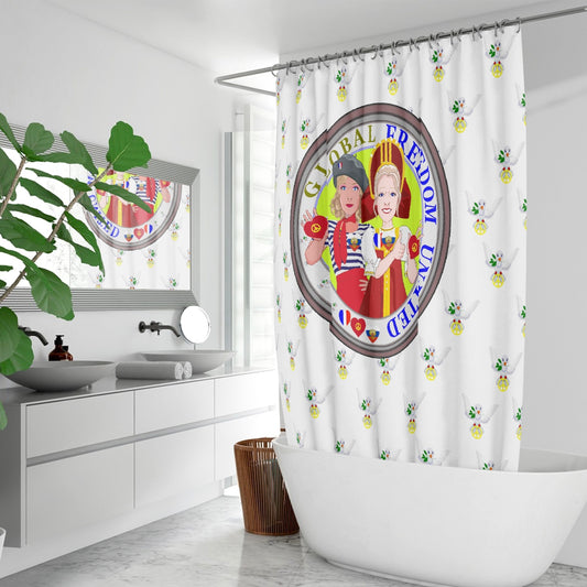 GLOBAL FREEDOM UNITED WOMEN FRENCH & RUSSIA OLD PEACE WIGHT Quick-drying Shower Curtain