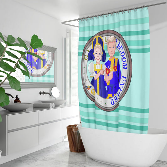 GLOBAL FREEDOM UNITED© Couple Russia Light Green - Quick-drying Shower Curtain