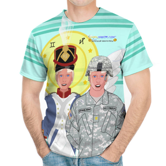 Men´s T-shirt  GLOBAL FREEDOM UNITED© Archangel Michael In Latin V3 Light Green