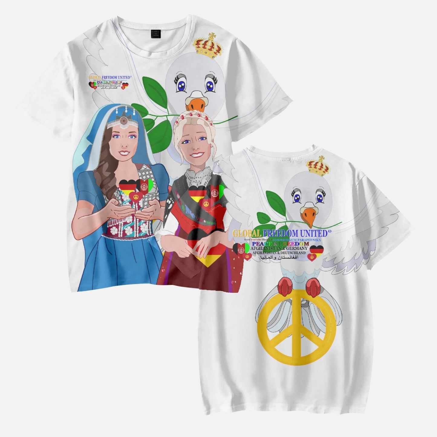 Short T-Shirts for Girls GLOBAL FREEDOM UNITED AFGHANISTAN & GERMANY V2 2
