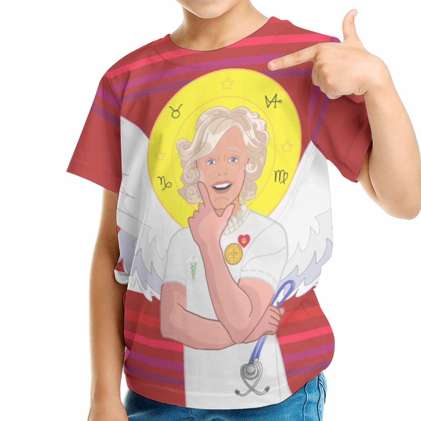 Kid´s T-shirt 2 GLOBAL FREEDOM UNITED©  Archangel Gabriel Latin Red