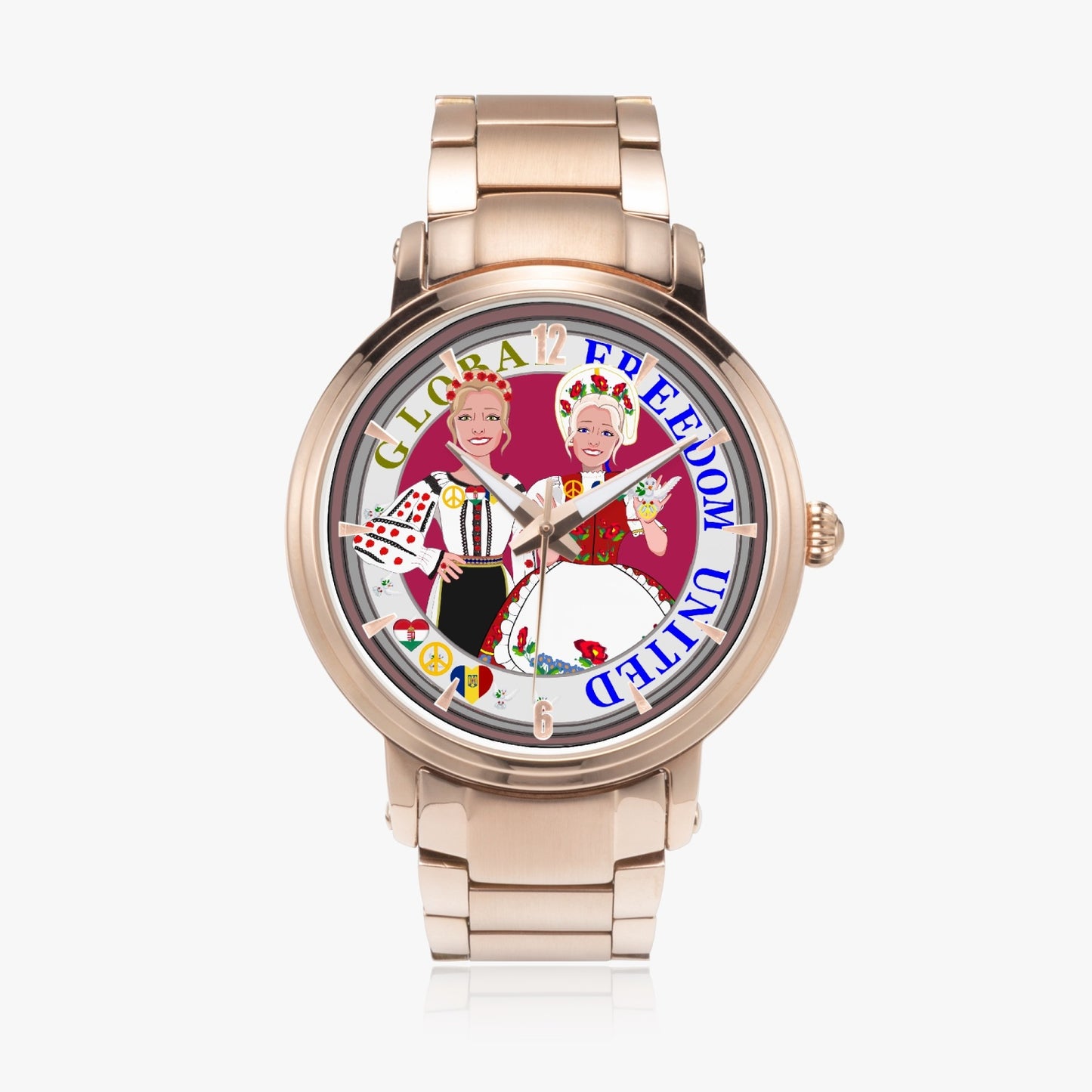 New Steel Strap Automatic Watch (With Indicators) GLOBAL FREEDOM UNITED ROMANIA & HUNGARY