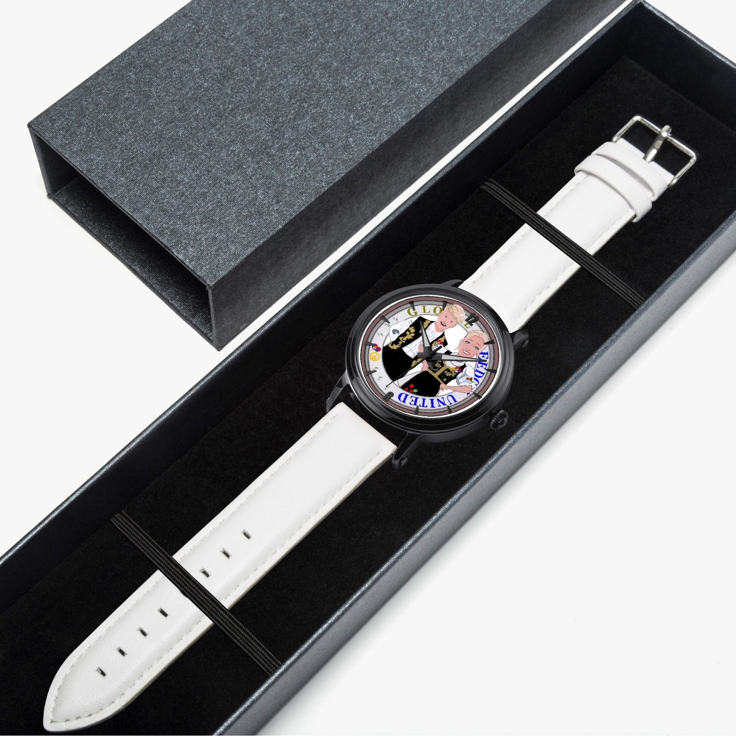 46mm Unisex Automatic Watch(Black) GLOBAL FREEDOM UNITED© COUPLE EDITION SERBIA BLACK