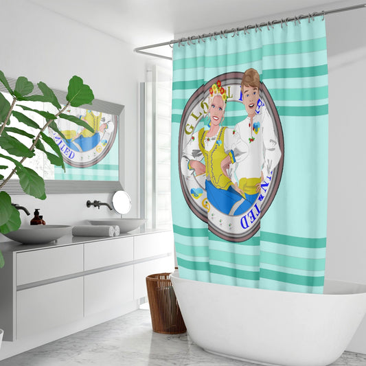GLOBAL FREEDOM UNITED© Couple Ukrain Light Green - Quick-drying Shower Curtain