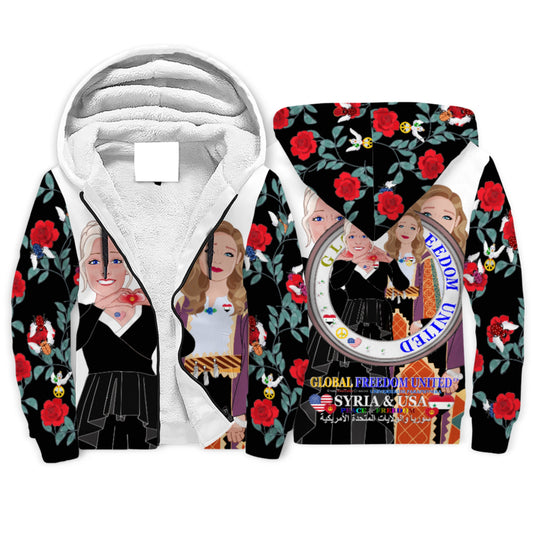 Plush Hoodie GLOBAL FREEDOM UNITED© Women Syria & USA Big