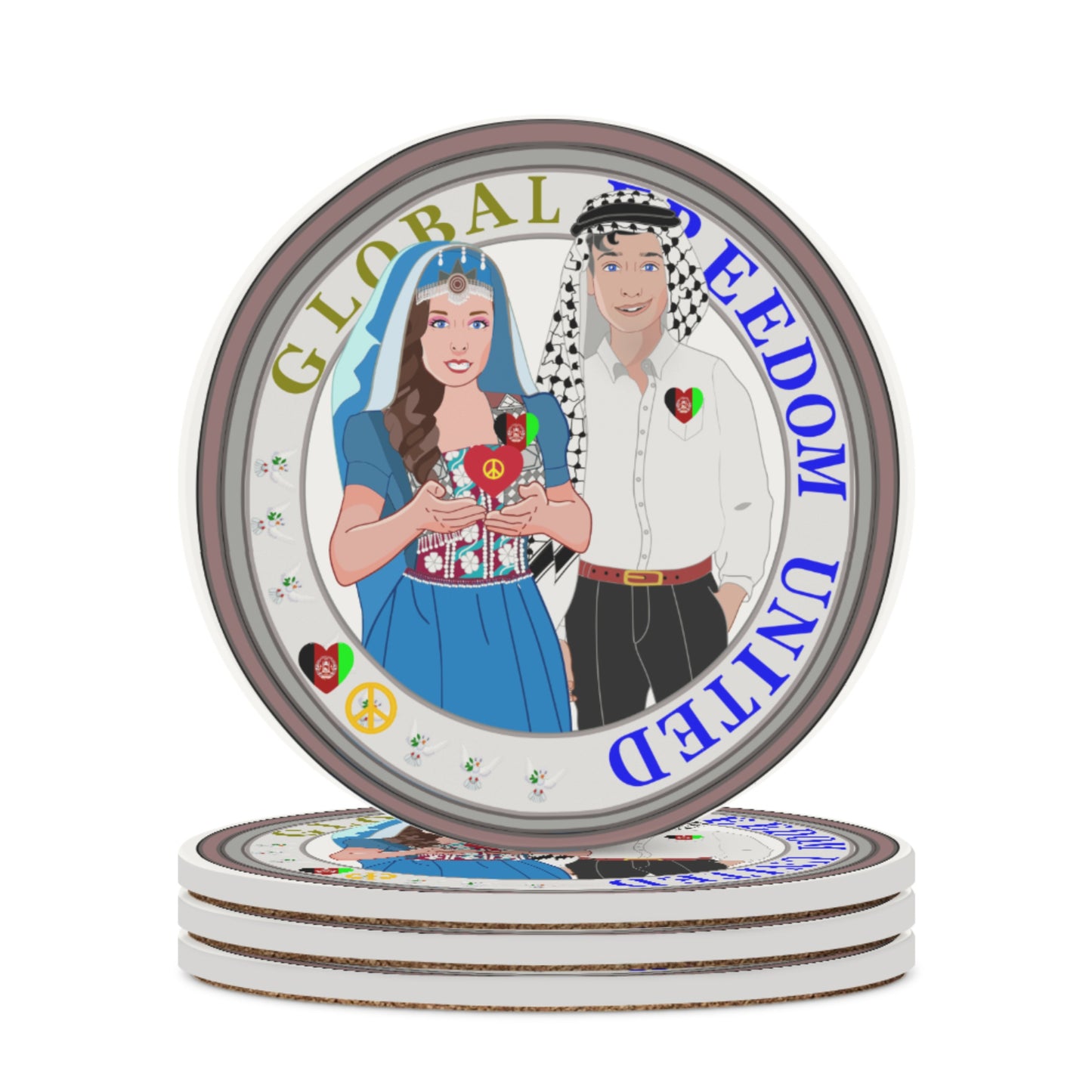 Ceramic Coasters GLOBAL FREEDOM UNITED© Couple Afghanistan