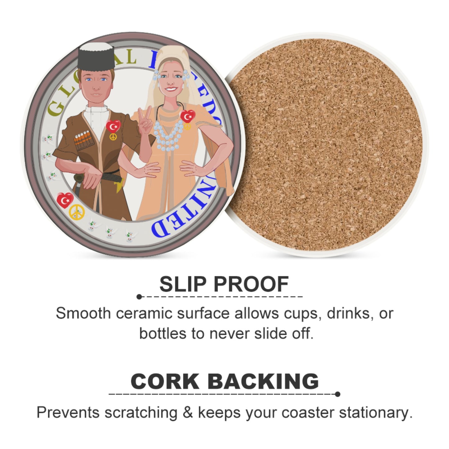 Ceramic Coasters GLOBAL FREEDOM UNITED© Couple Turkey