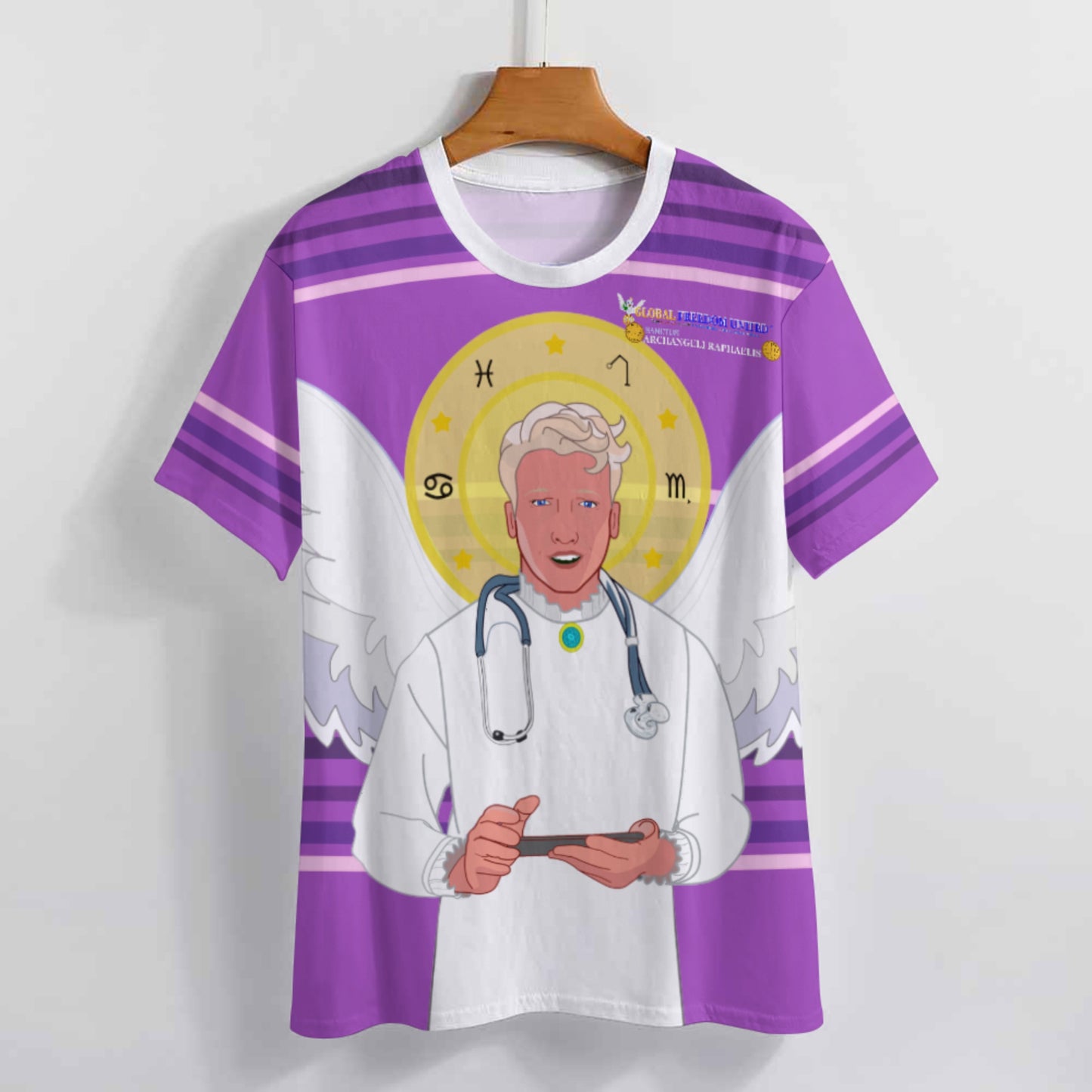 Women´s T-shirt GLOBAL FREEDOM UNITED© Archangel Rafael Old Latin Lilac