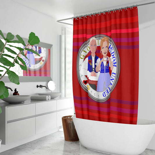 GLOBAL FREEDOM UNITED© Couple Albania Red Quick-drying Shower Curtain