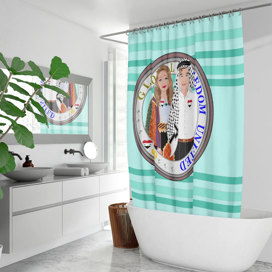 GLOBAL FREEDOM UNITED© Couple Syria Light Green - Quick-drying Shower Curtain