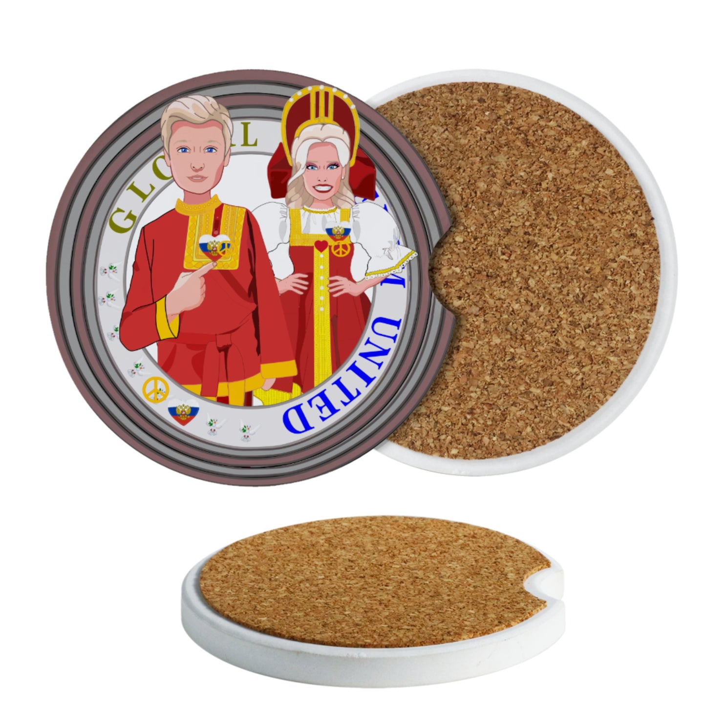 Ceramic Car Coaster GLOBAL FREEDOM UNITED© Couple Russia