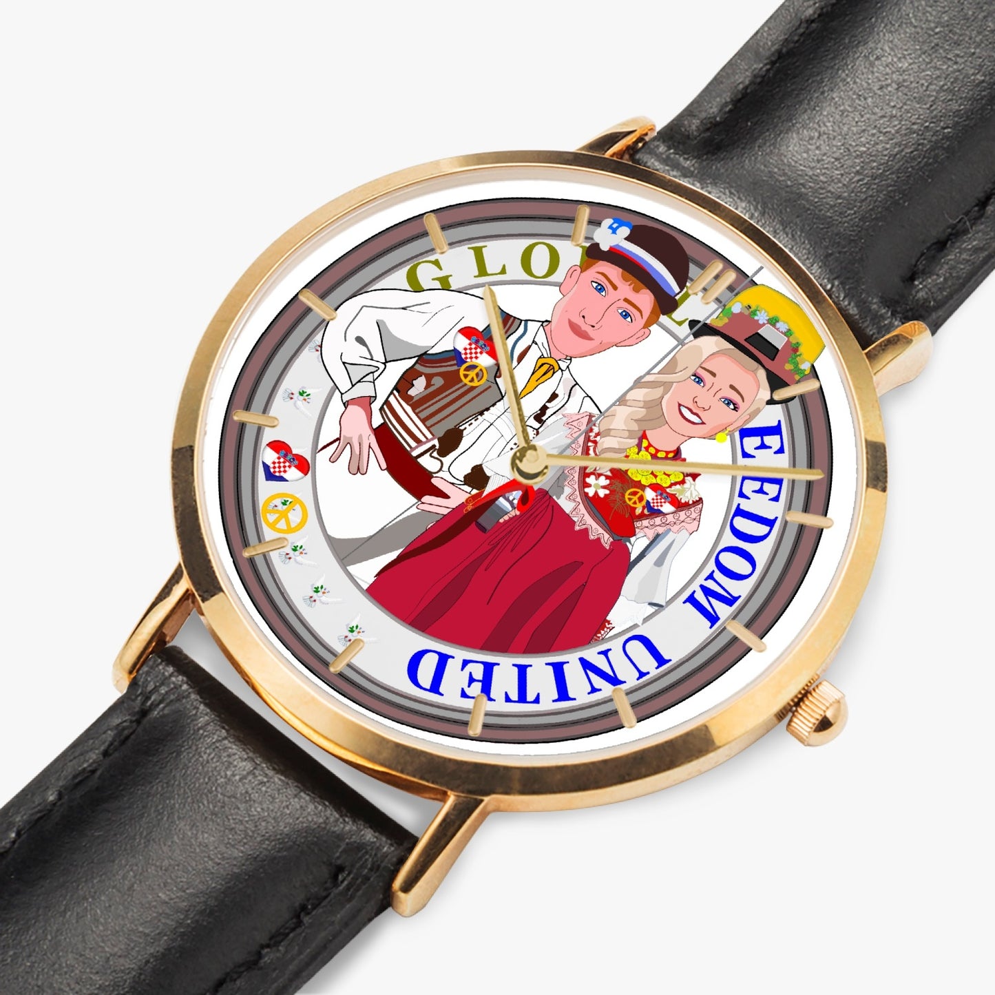 Hot Selling Ultra-Thin Leather Strap Quartz Watch (Rose Gold With Indicators)  GLOBAL FREEDOM UNITED© COUPLE CROATIA