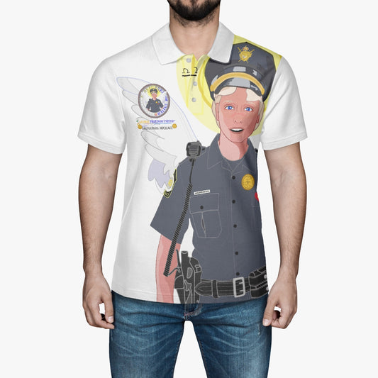 Handmade AOP Men Polo Shirt GLOBAL FREEDOM UNITED© Archangel Michael Policemen