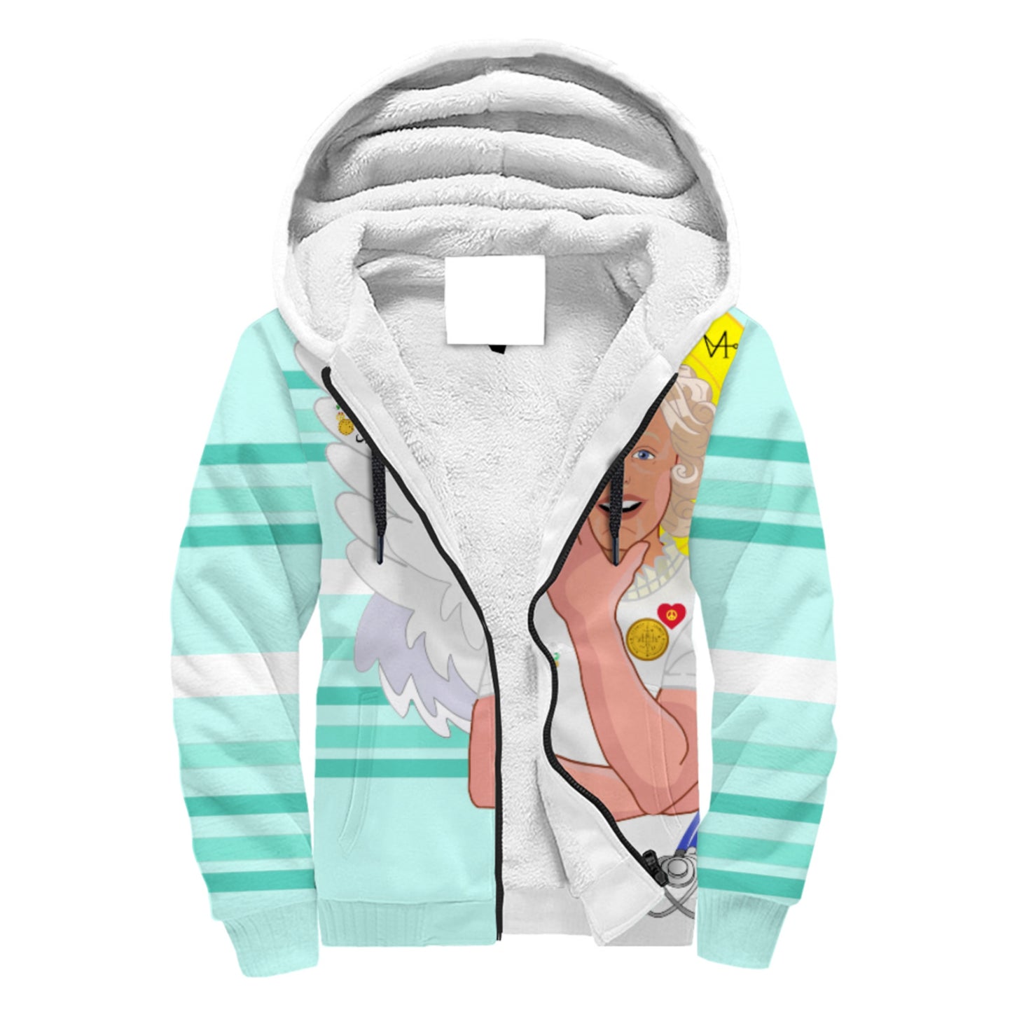 Plush Hoodie GLOBAL FREEDOM UNITED© Archangel Gabriel Arabic Light Green