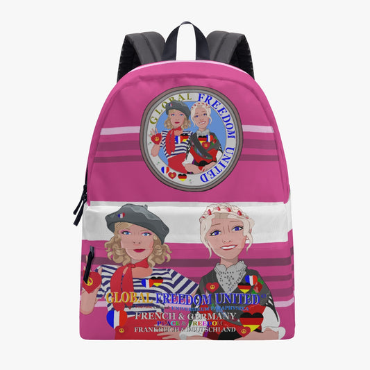 GLOBAL FREEDOM UNITED WOMEN FRENCH & GERMANY OLD PEACE  PINK All-over-print Canvas Backpack