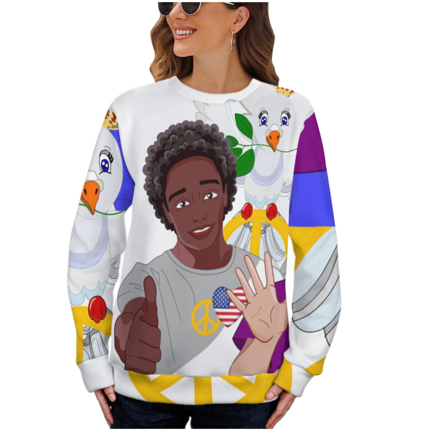 Knitted Sweater GLOBAL FREEDOM UNITED© Men Anti Racism & Fascism USA Big