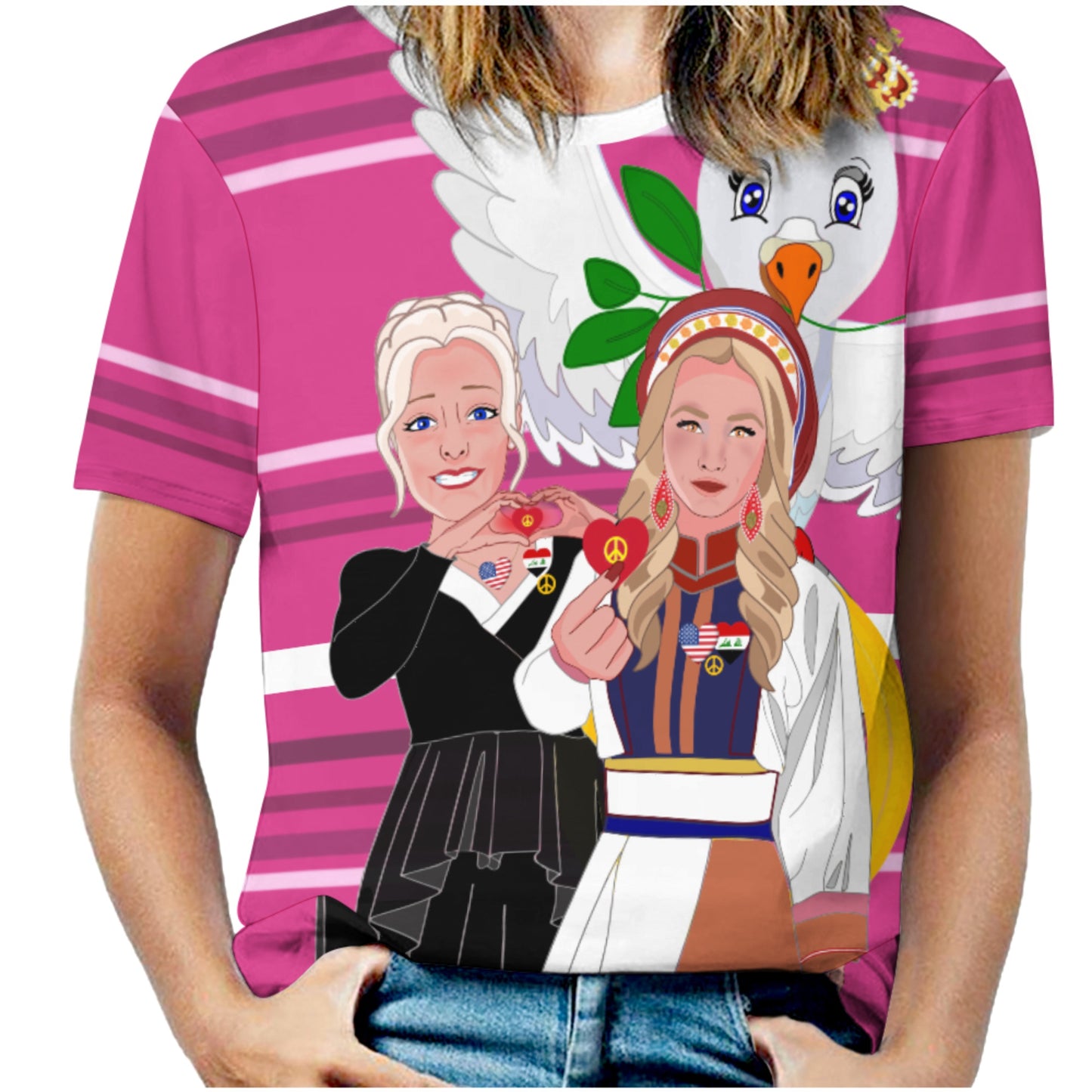 Women´s T-Shirt 3 GLOBAL FREEDOM UNITED© Women Iraq & USA Pink2