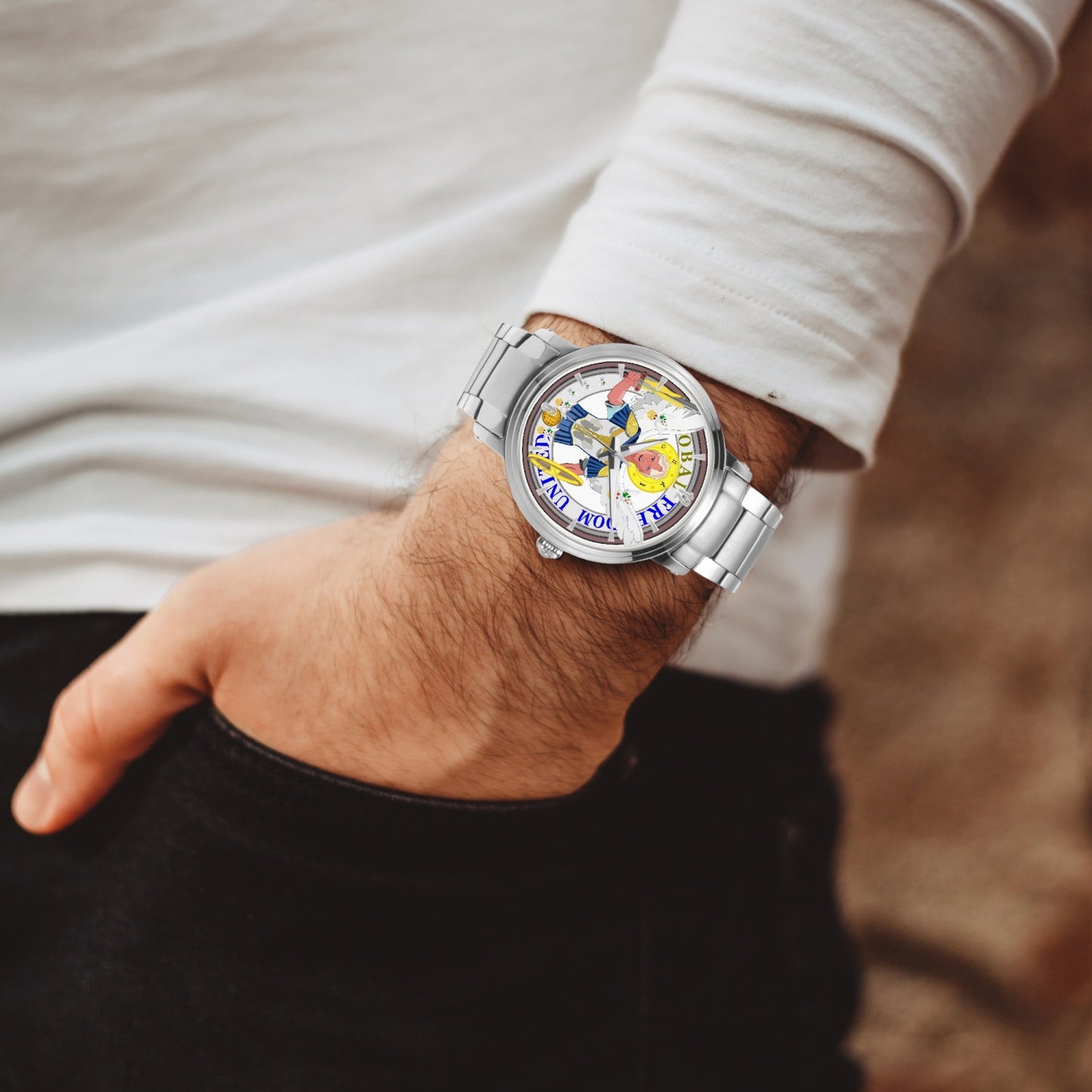 New Steel Strap Automatic Watch (With Indicators) GLOBAL FREEDOM UNITED ARCHANGEL MICHAEL NO1