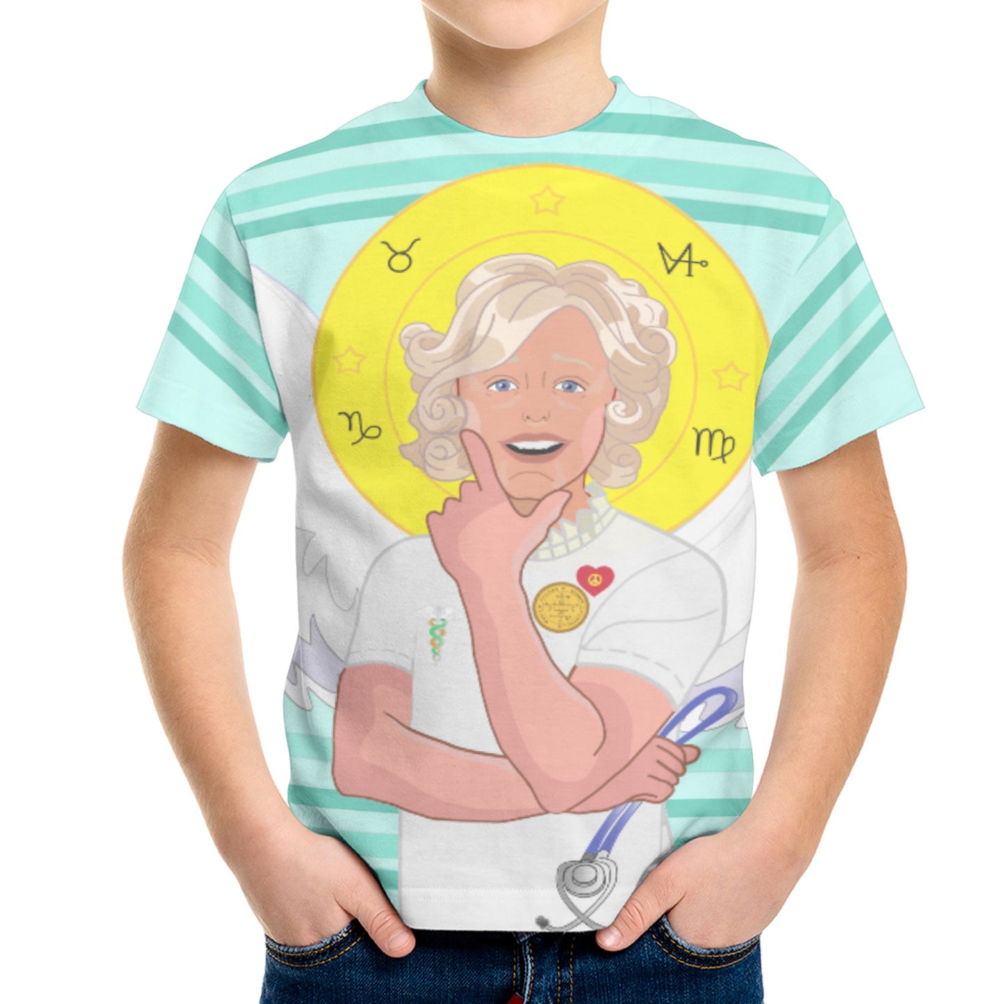 Kits T-shirt GLOBAL FREEDOM UNITED© Archangel Gabriel Arabic Light Green