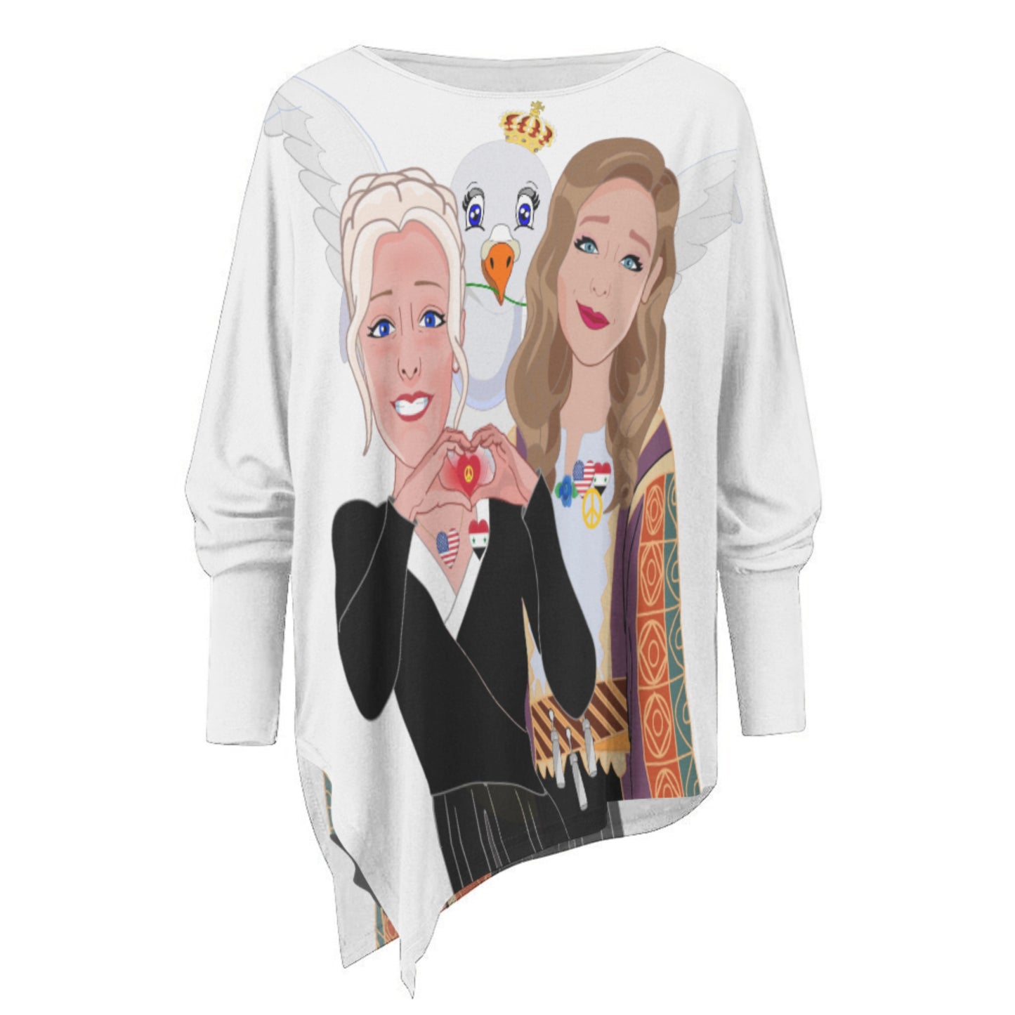 Pullover Long Sleeve T-shirt GLOBAL FREEDOM UNITED© Women Syria & USA