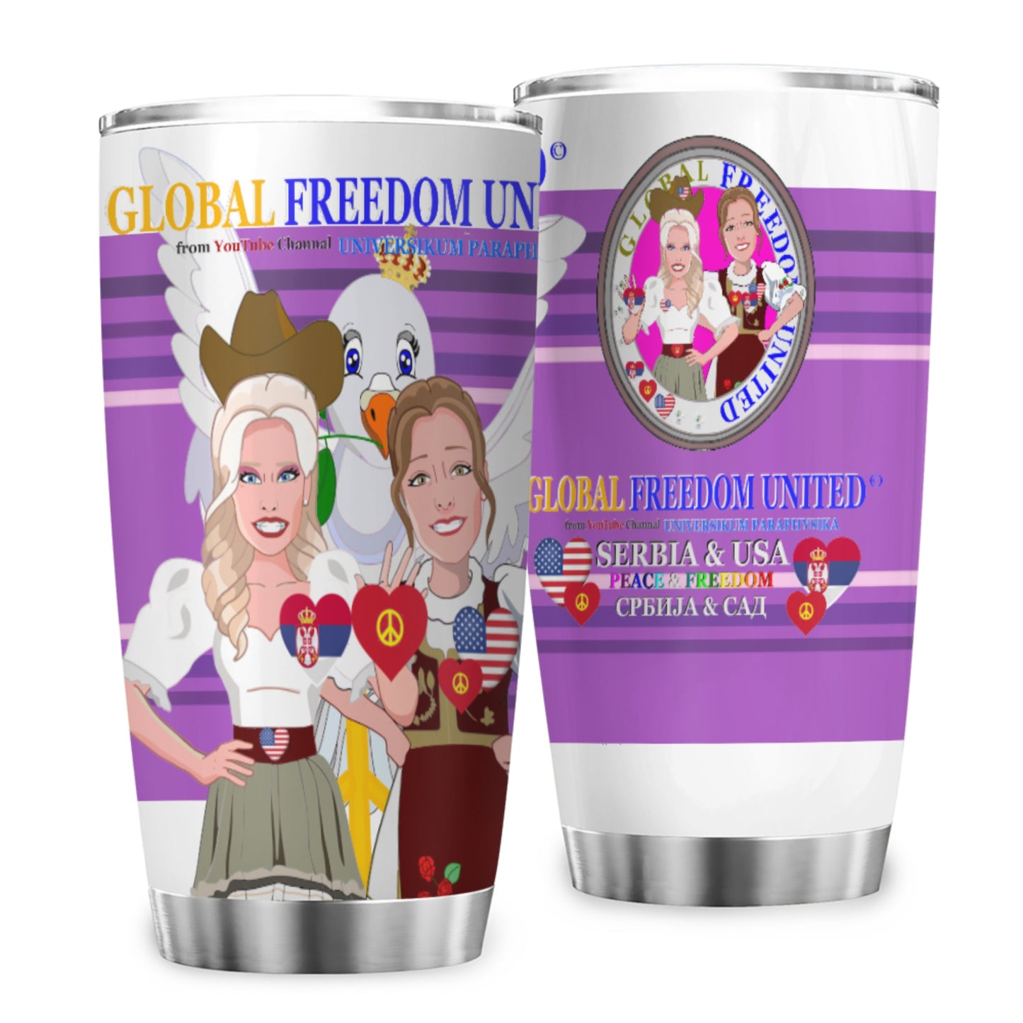 Tumbler GLOBAL FREEDOM UNITED© Women Serbia & USA Lilac