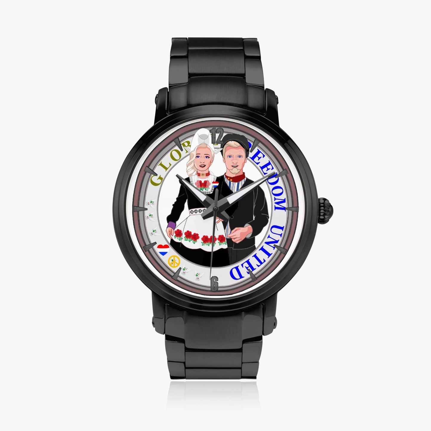 GLOBAL FREEDOM UNITED© Couple Nederland New Steel Strap Automatic Watch (With Indicators)