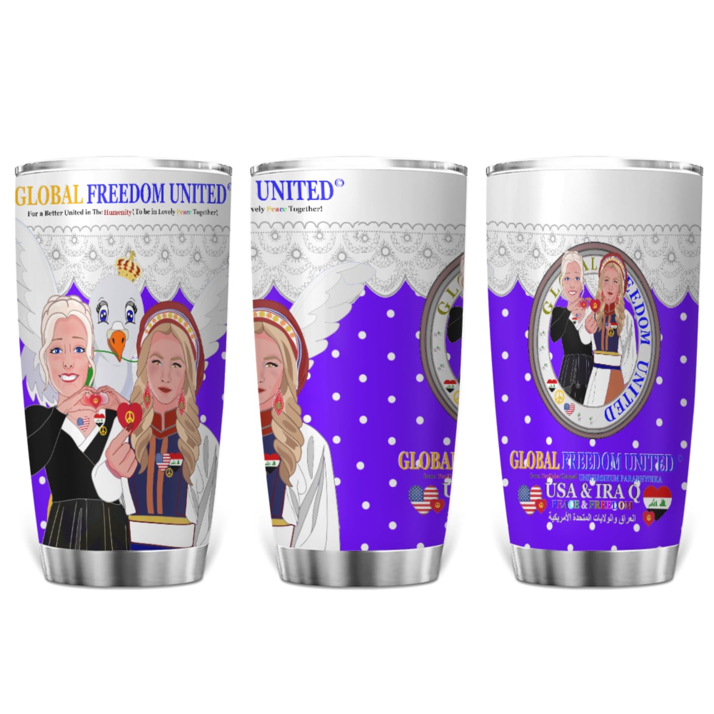 Tumbler GLOBAL FREEDOM UNITED© Women Iraq & USA Lilac1