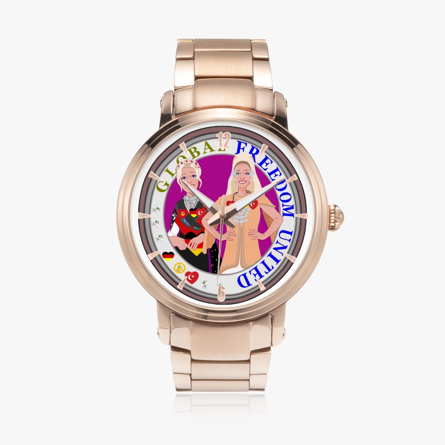 New Steel Strap Automatic Watch (With Indicators) GLOBAL FREEDOM UNITED GERMANY & TURKEY