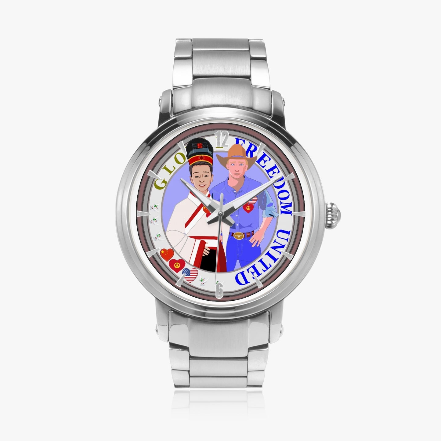 GLOBAL FREEDOM UNITED© New Steel Strap Automatic Watch (With Indicators) Men China & USA