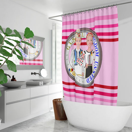 GLOBAL FREEDOM UNITED© Couple Romania Pink1 - Quick-drying Shower Curtain