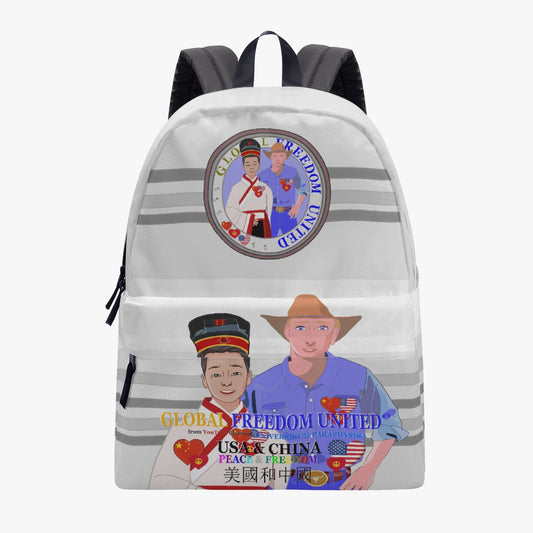 GLOBAL FREEDOM UNITED©   MEN CHINA & USA GREY All-over-print Canvas Backpack