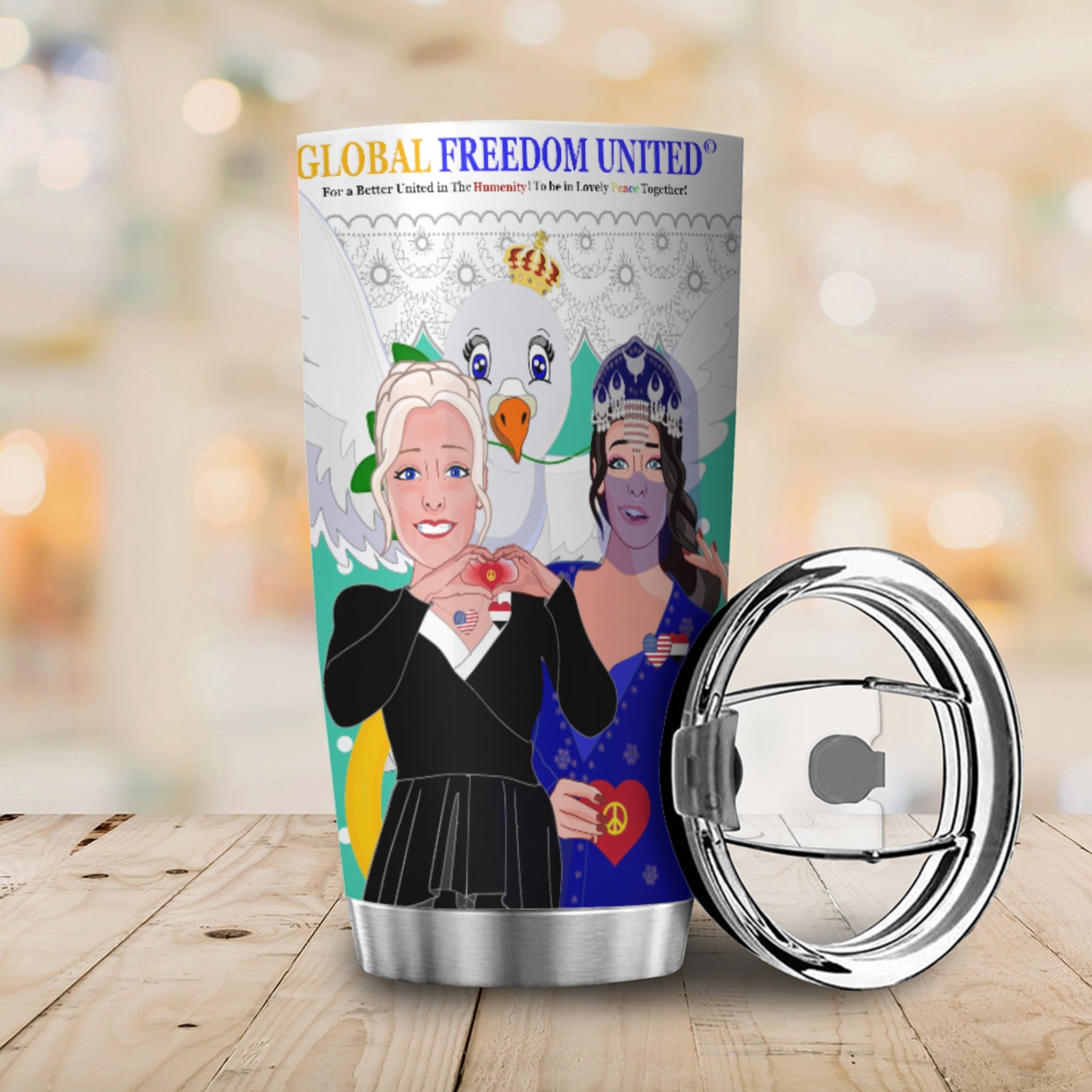 Tumbler GLOBAL FREEDOM UNITED© Women Yemen & USA Green