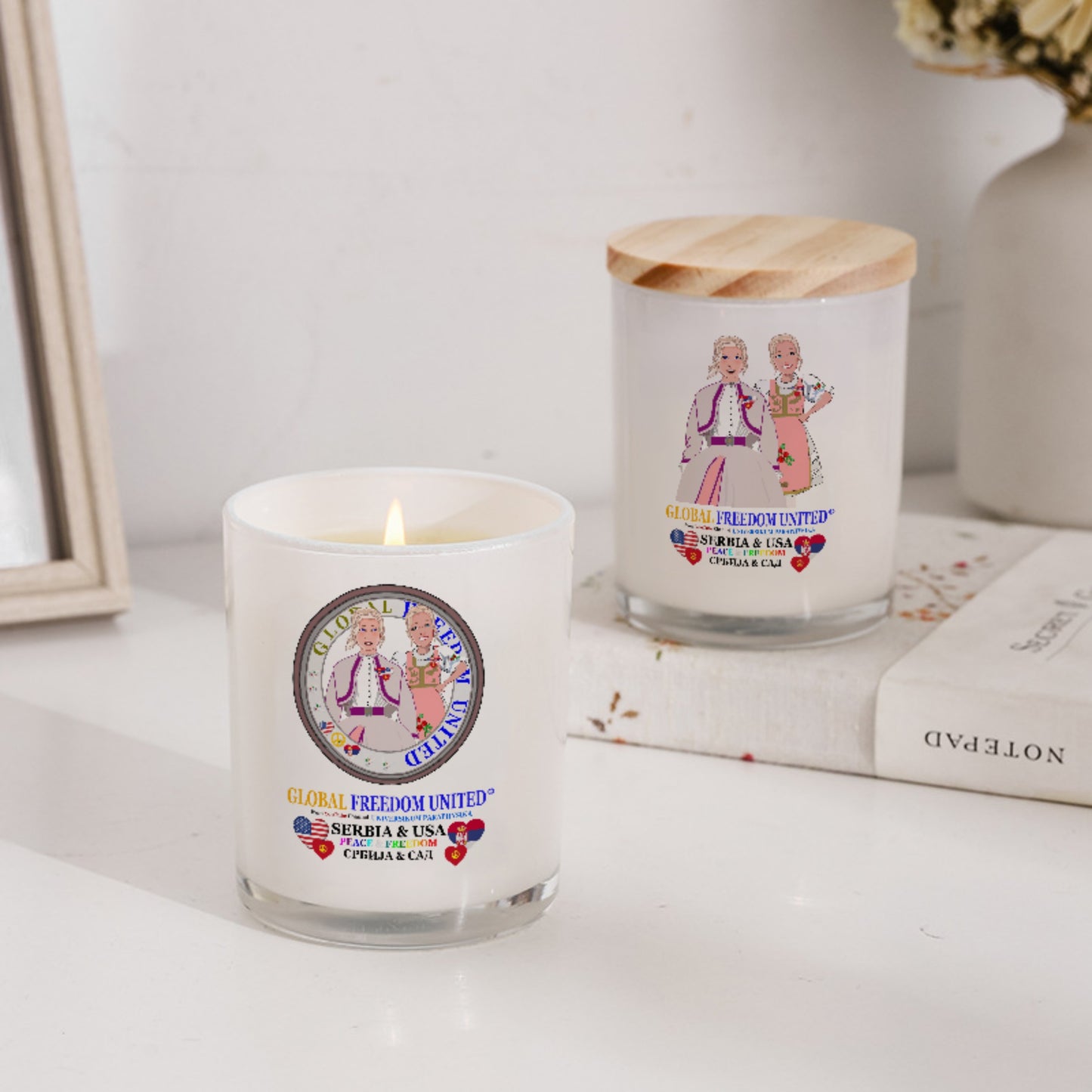 Scented Soy Candle GLOBAL FREEDOM UNITED© Women Serbia & USA