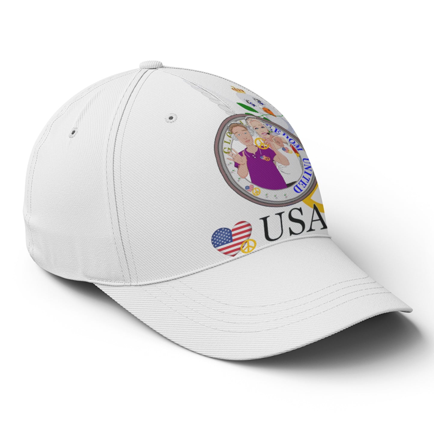 Baseball Cap GLOBAL FREEDOM UNITED© Couple USA Wight American