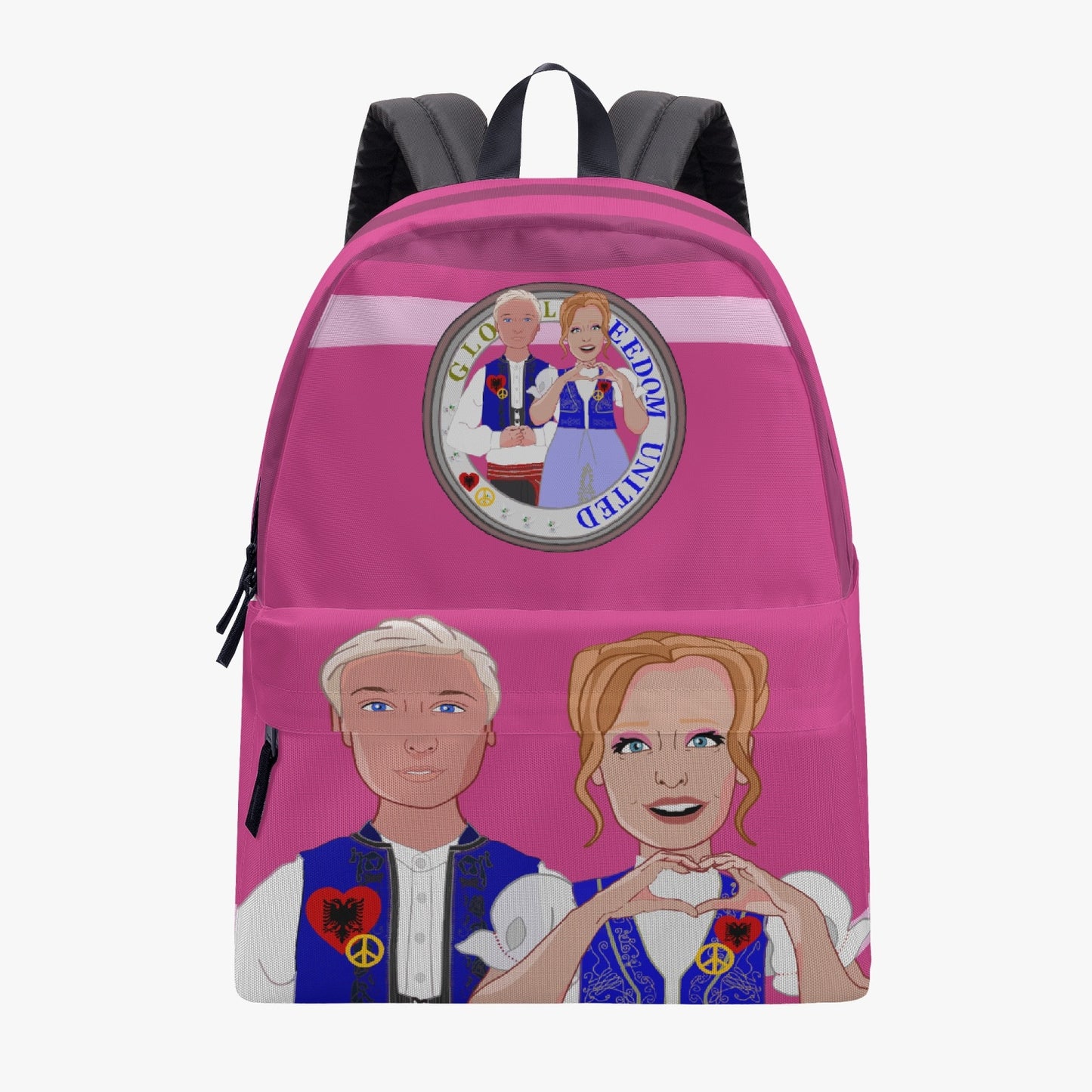 GLOBAL FREEDOM UNITED© Couple Albania Pink2 - All-over-print Canvas Backpack