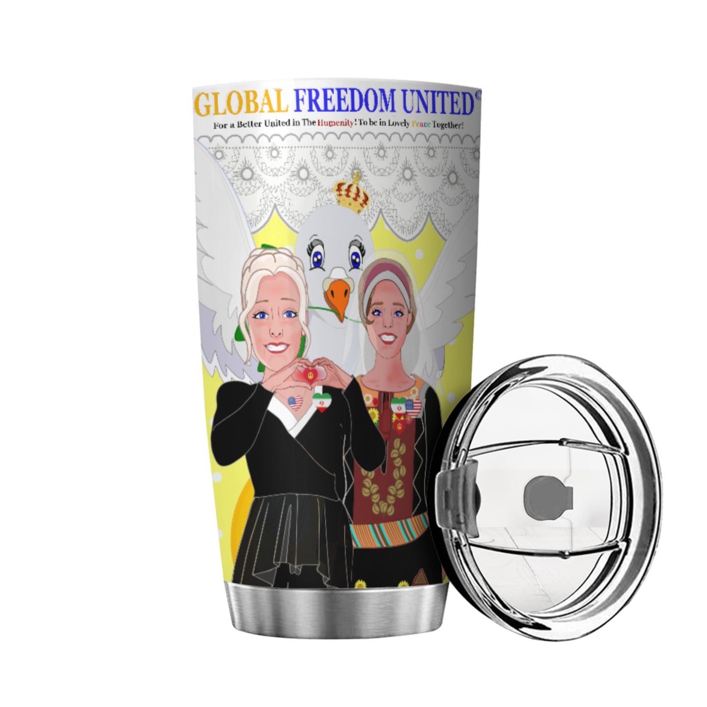Tumbler GLOBAL FREEDOM UNITED© Women Iran & USA Yellow