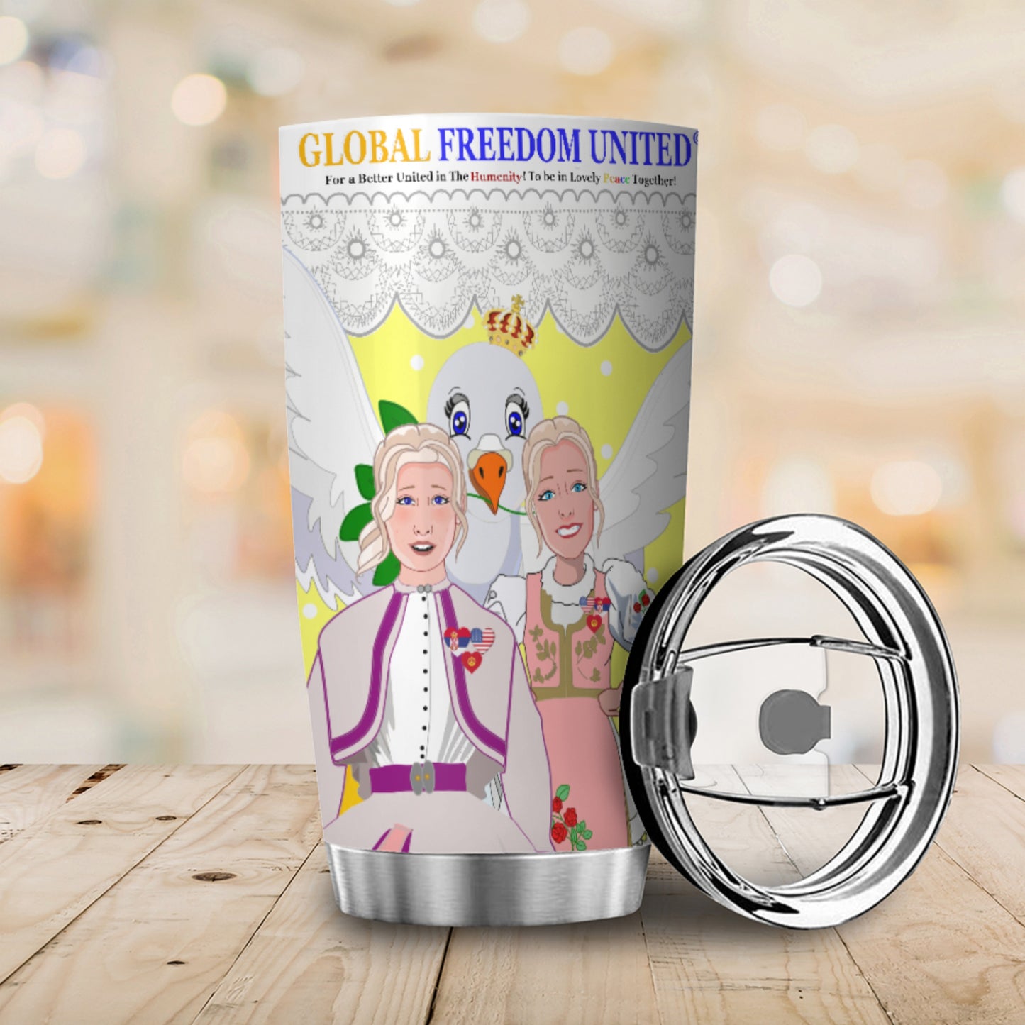 Tumbler 2 GLOBAL FREEDOM UNITED© Women Serbia & USA Yellow