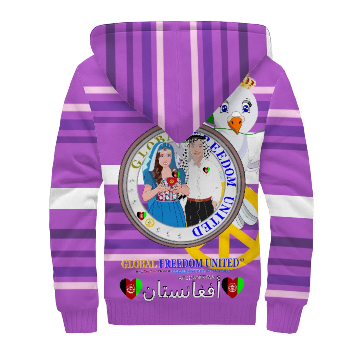 Plush Hoodie GLOBAL FREEDOM UNITED© Couple Afghanistan Lilac
