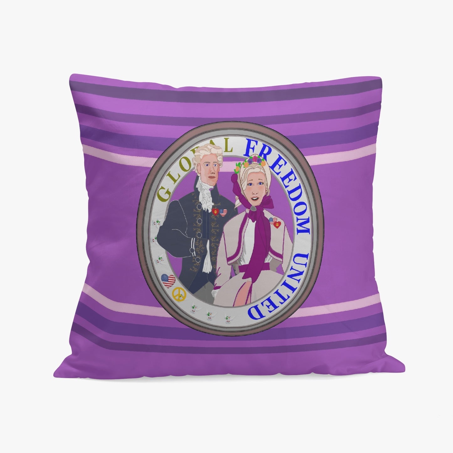 GLOBAL FREEDOM UNITED© Couple USA Georg Washington Lilac - Square Pillow Cover