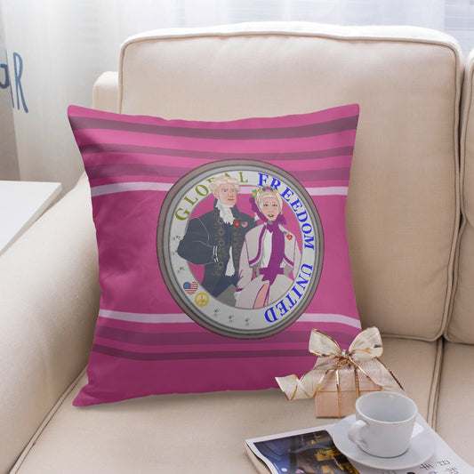 GLOBAL FREEDOM UNITED© Couple USA Georg Washington  Pink 2 - Square Pillow Cover