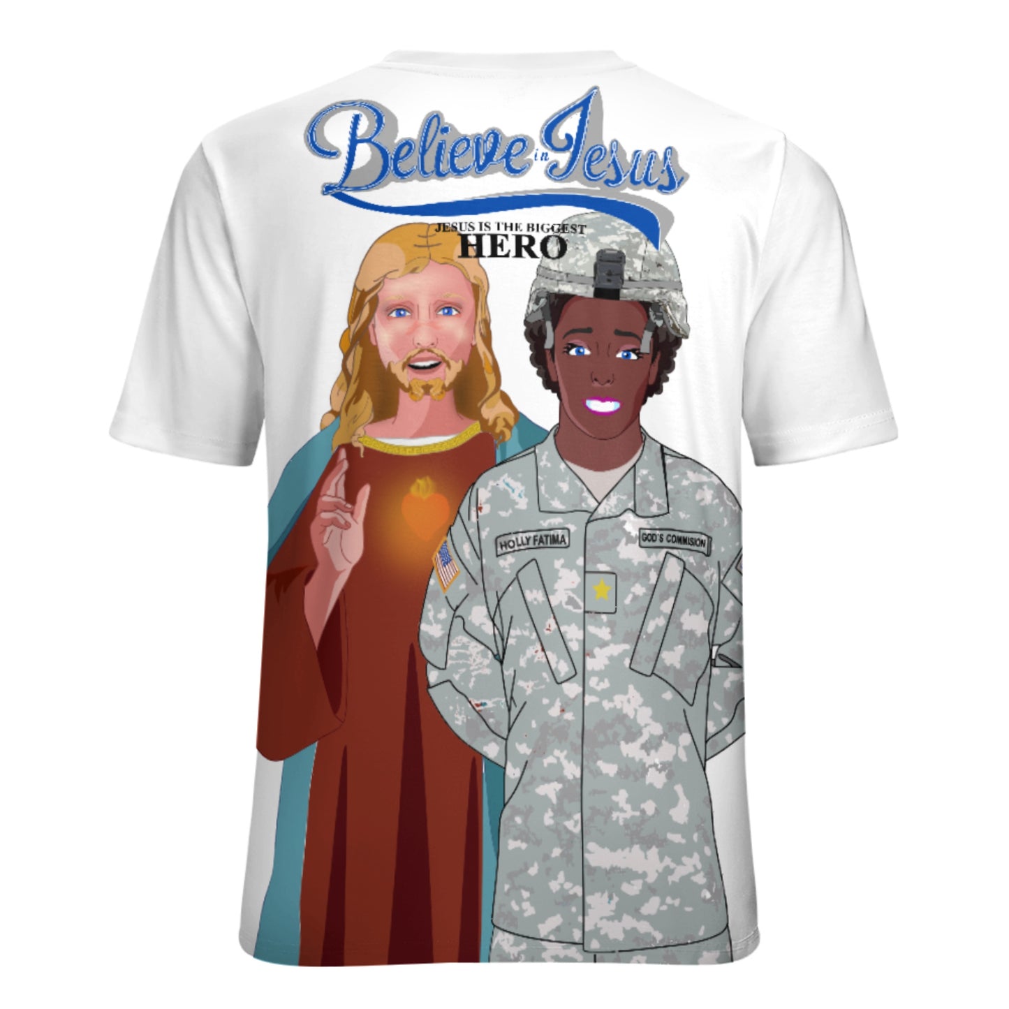 Women´s Wight T-Shirt GLOBAL FREEDOM UNITED© Jesus Christ For US American Hero Afro American Soldiers V2