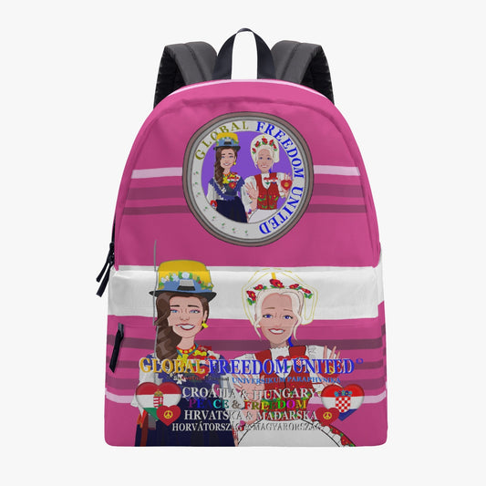 GLOBAL FREEDOM UNITED WOMEN CROATIA & HUNGARIA OLD PEACE  PINK All-over-print Canvas Backpack
