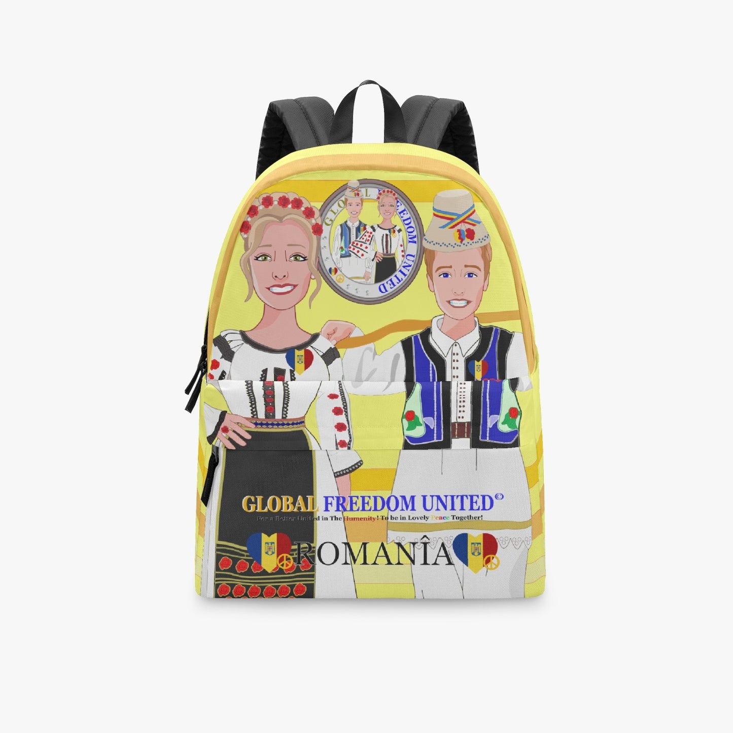 GLOBAL FREEDOM UNITED© Couple Romania Yellow - All-over-print Canvas Backpack
