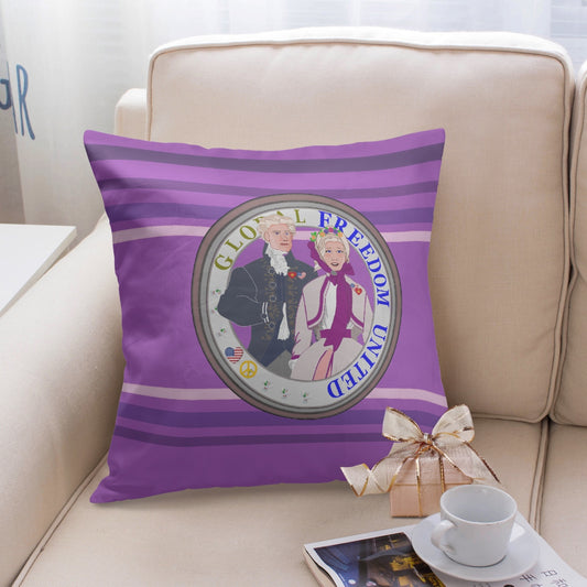 GLOBAL FREEDOM UNITED© Couple USA Georg Washington Lilac - Square Pillow Cover