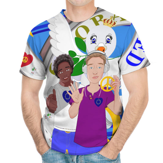 Men´s T-shirt GLOBAL FREEDOM UNITED© Men Anti Racism & Fascism Deep Blue