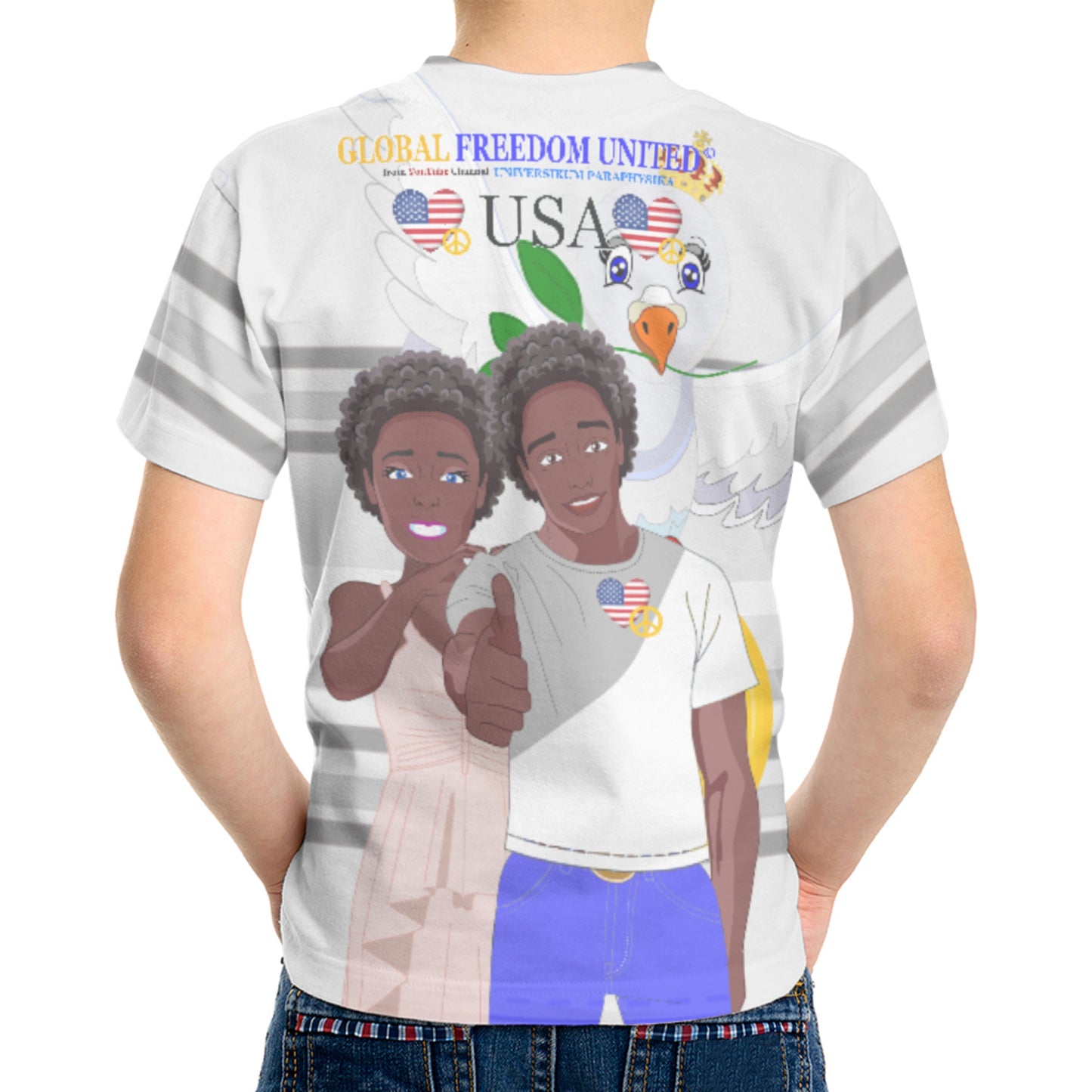 Kit´s T-Shirt GLOBAL FREEDOM UNITED© Couple USA Afro American Grey