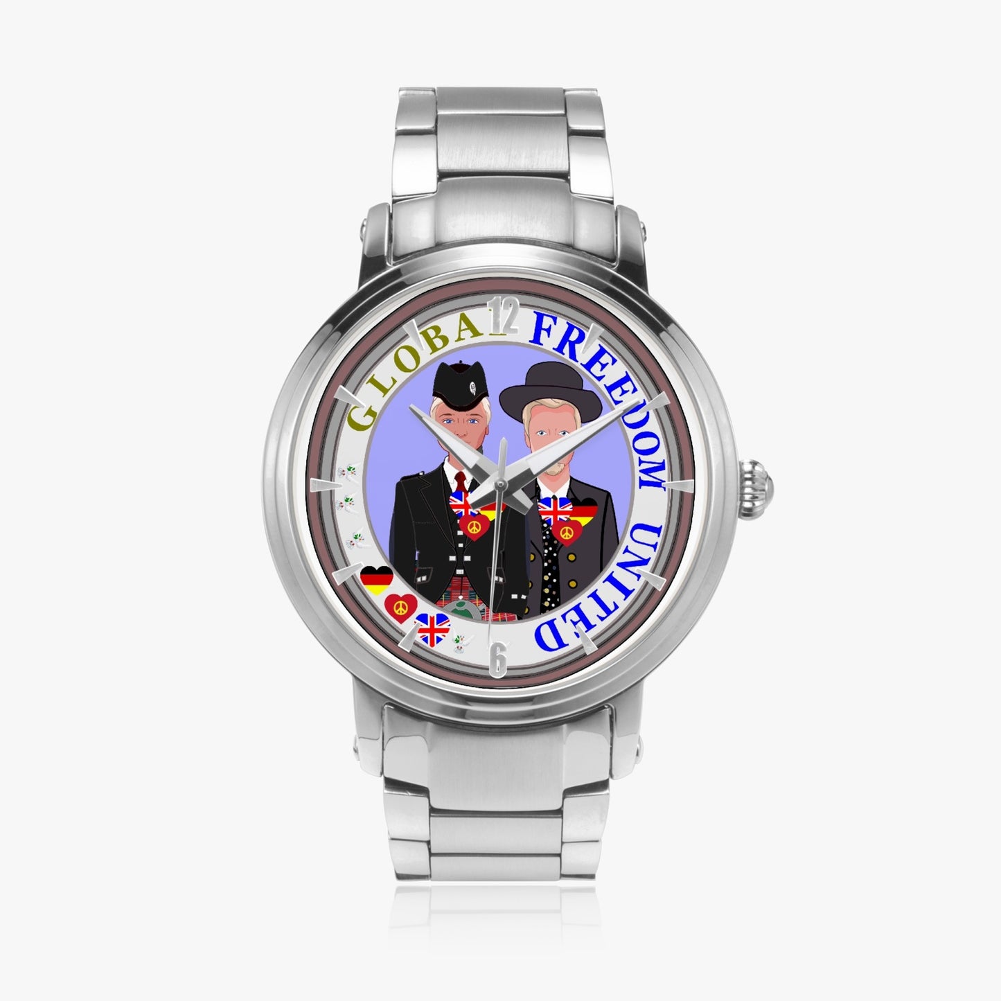 GLOBAL FREEDOM UNITED© New Steel Strap Automatic Watch (With Indicators) Men England & Germany