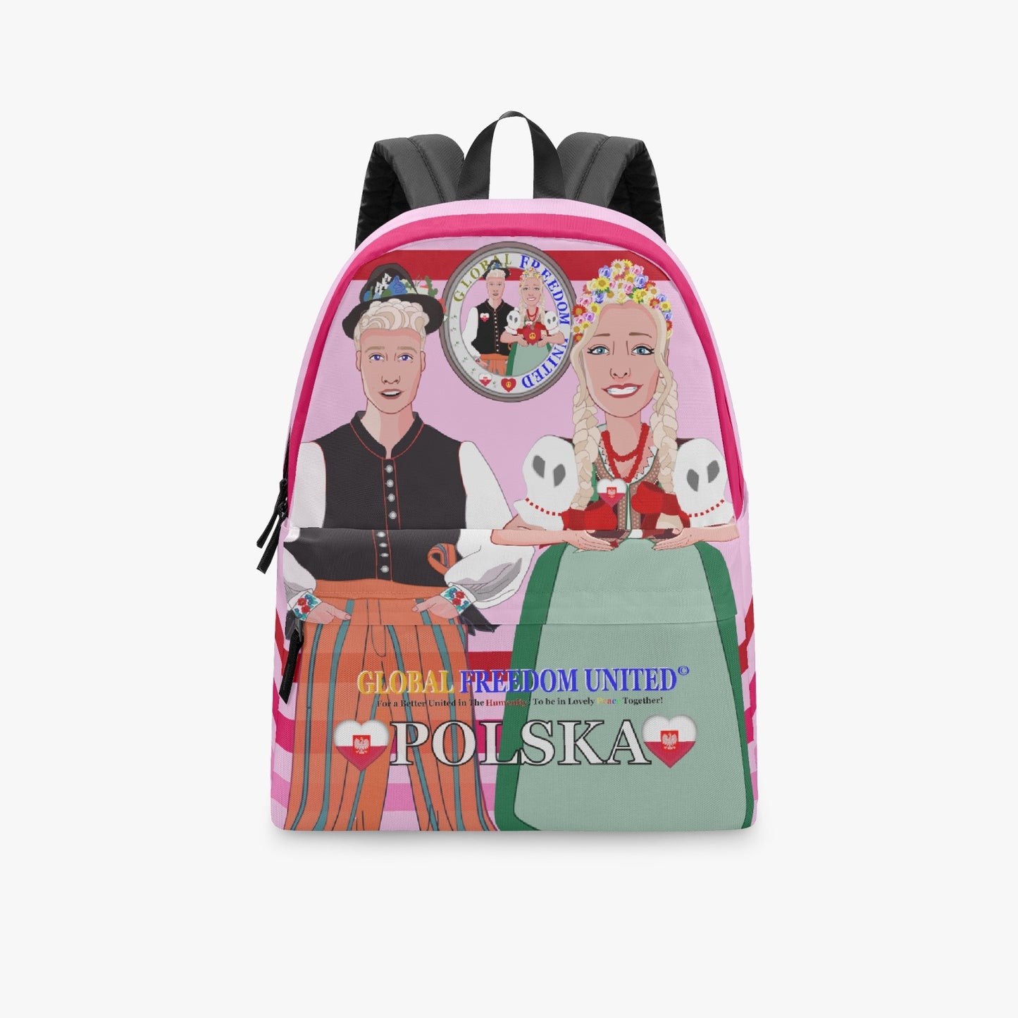 GLOBAL FREEDOM UNITED© Couple Poland Pink1 - All-over-print Canvas Backpack